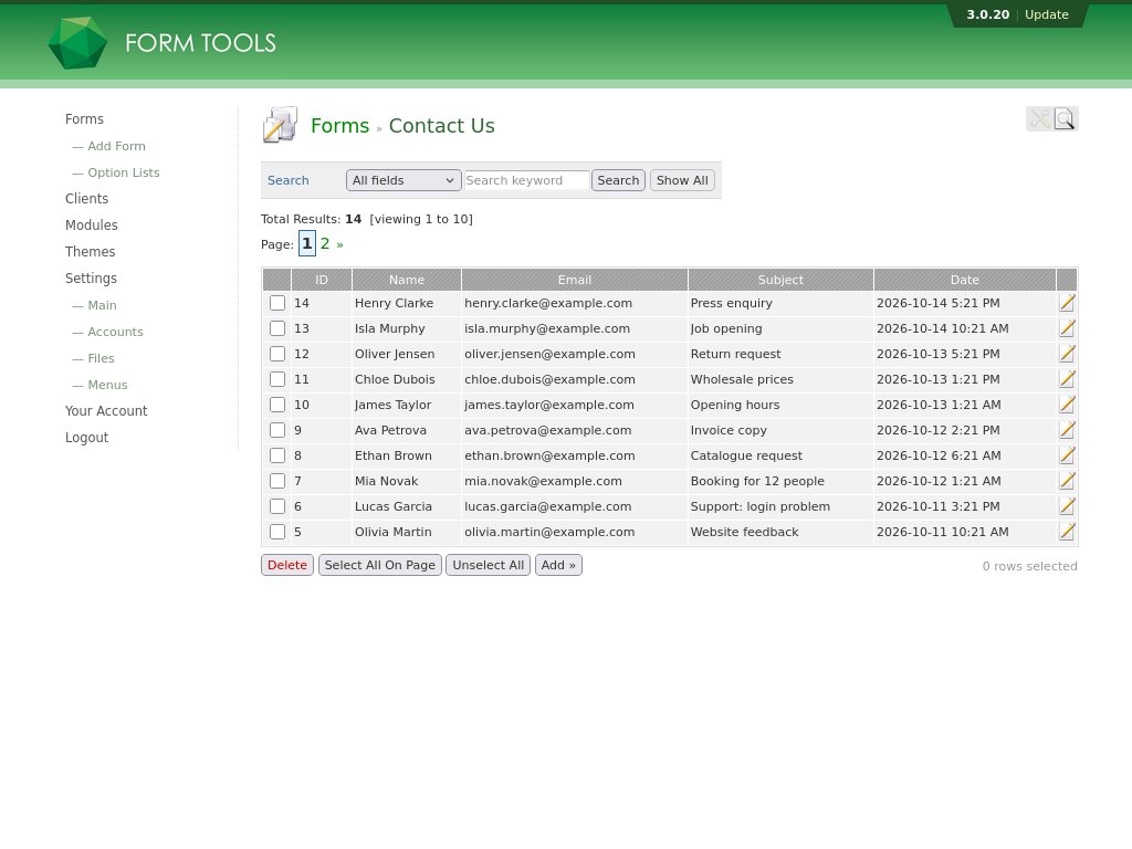 Form Tools screenshot