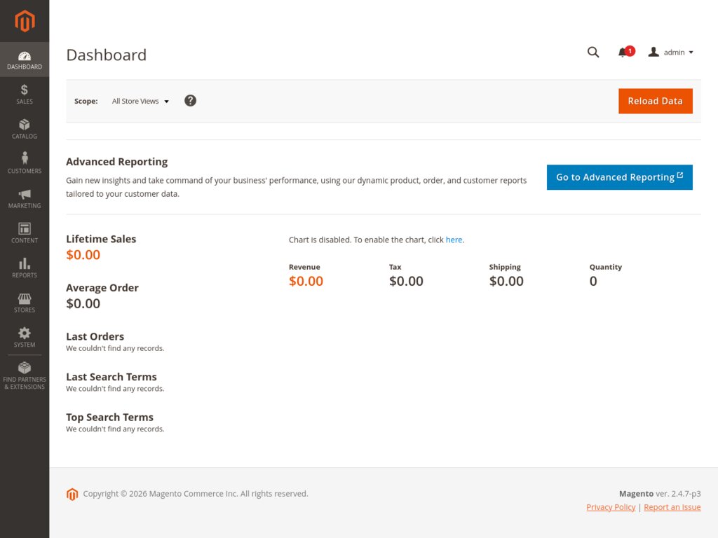 Magento screenshot